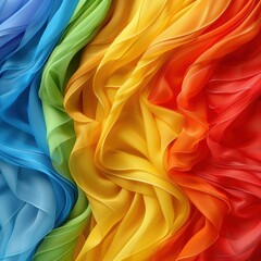 Obraz premium Flowing fabric in rainbow colors creating a wave effect