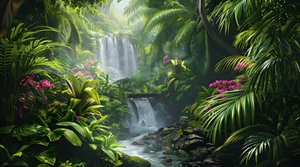 Humid tropics with lush vegetation many rivers image