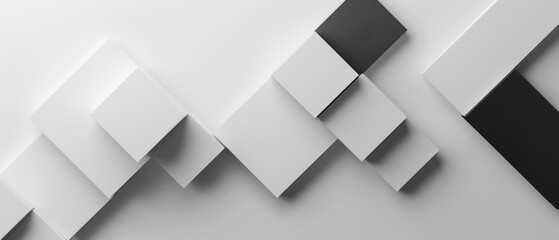 Fototapeta premium A minimalist abstract background with simple geometric shapes in black and white, creating a stark contrast