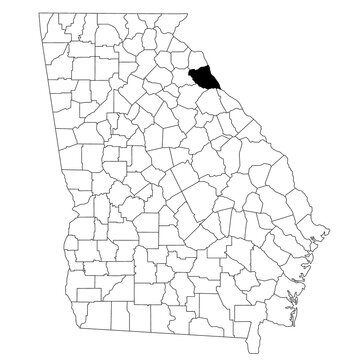 Map of Elbert County in Georgia state on white background. single County map highlighted by black colour on Georgia map. UNITED STATES, US