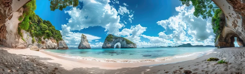 Wall murals Scenic View of Cathedral Cove and the Bay of Islands in New Zealand