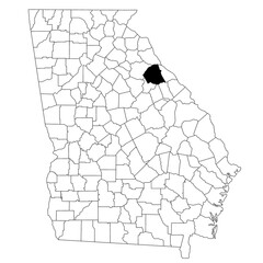 Map of Wilkes County in Georgia state on white background. single County map highlighted by black colour on Georgia map. UNITED STATES, US © Akhtar Ansari 