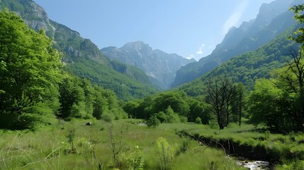 Obraz premium A mountain reserve with majestic peaks deep gorges img