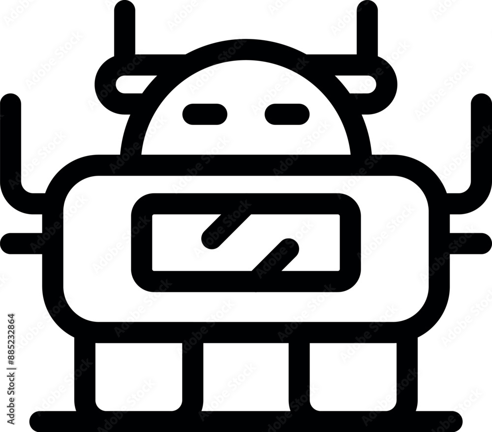 Aufkleber line icon of a futuristic robot, highlighting advancements in artificial intelligence and automation