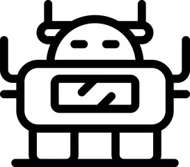 Line icon of a futuristic robot, highlighting advancements in artificial intelligence and automation