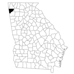 Map of chattooga County in Georgia state on white background. single County map highlighted by black colour on Georgia map. UNITED STATES, US
