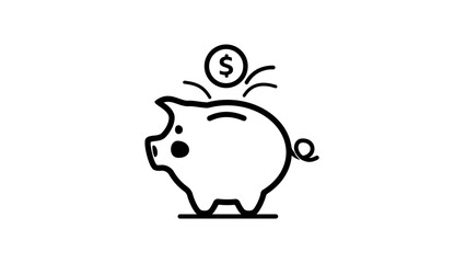 piggy bank icon, black  isolated silhouettes