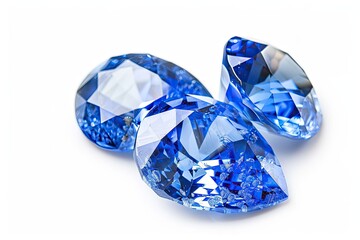 Fototapeta premium A trillion cut blue sapphire isolated on a white background