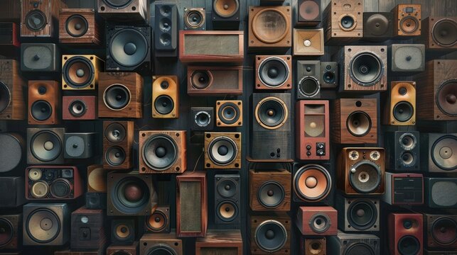 Vintage and retro speaker wall art photos