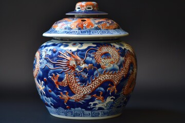 Chinese dragon themed pottery