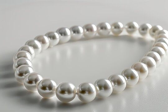 Clipping path of pearl necklace on white background