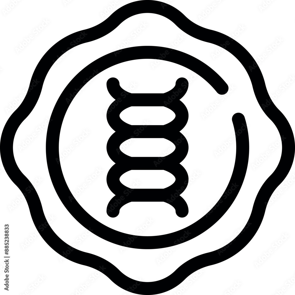 Poster round gmo free label with dna symbol icon in outline style isolated on white background for any web 