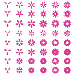 A set of different elements for infographics and design on a white background. Floral elements pink flowers set of small graphic flowers vector illustration on white background buttons for website