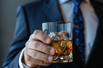 Closeup of businessman with whiskey