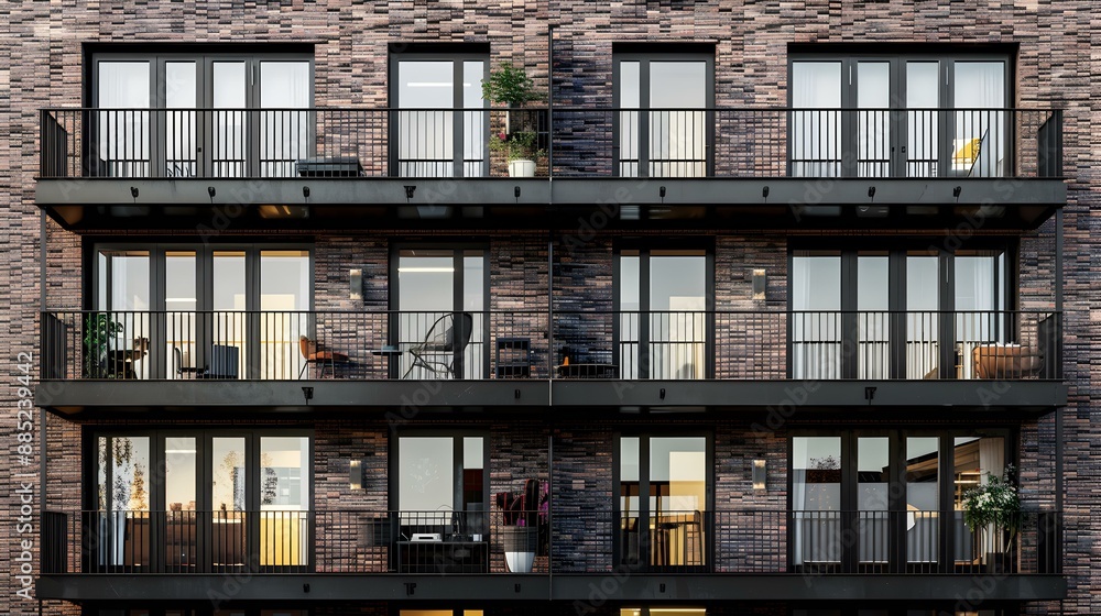 Sticker Brick facade of a modern residential building img