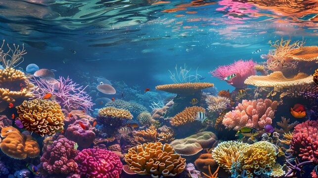 Coral reef with colorful corals and exotic marine image