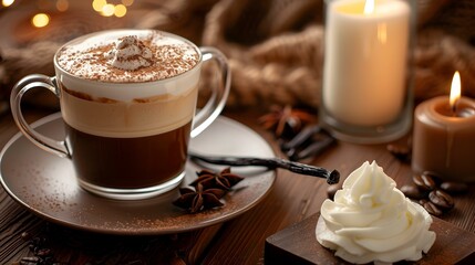 Coffee with vanilla in a cup