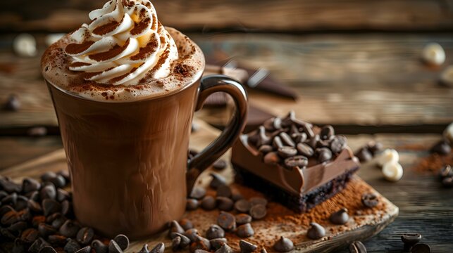 Mocha coffee in a cup with chocolate chips picture