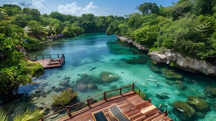 Naklejka premium A lagoon with clear blue water img