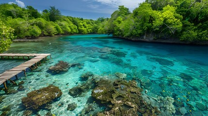 Obraz premium A lagoon with clear blue water image
