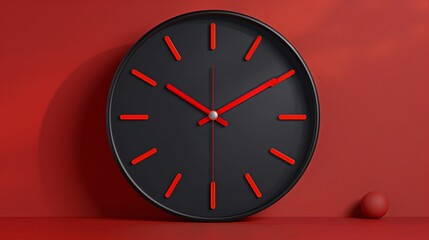 Abstract design of a digital clock with moving hands, symbolizing time management, efficiency, and productivity in modern workplaces. High Resolution picture, , Minimalism,