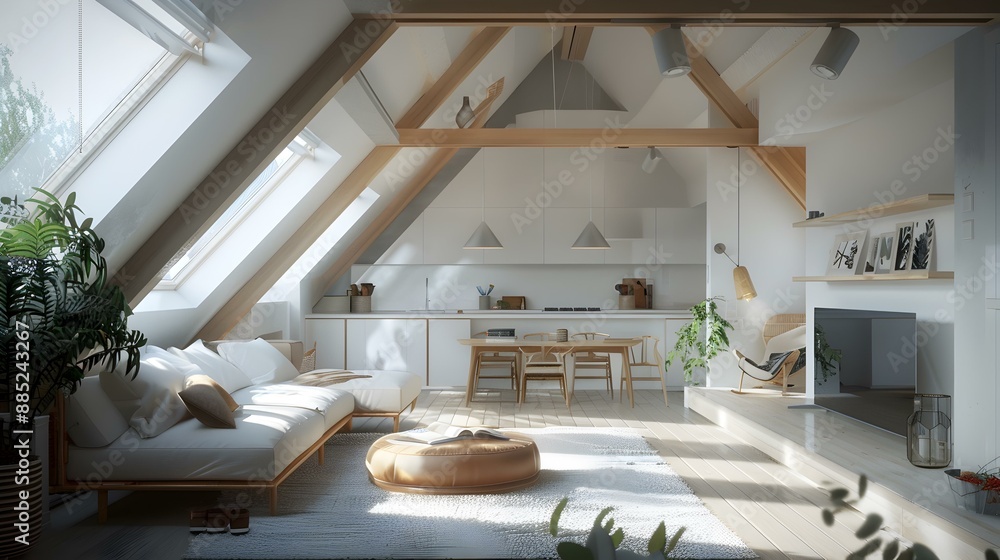 Poster Attic with a minimalist design including simple furniture image