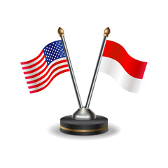 United States (USA) and Monaco table flags relation with background transparent