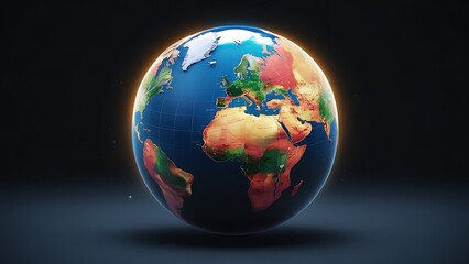 Fototapeta premium Planet Earth globe map set 3d render background
