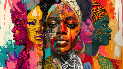 African women with traditional headwraps and jewelry background