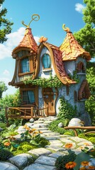 Fototapeta premium cartoon house.