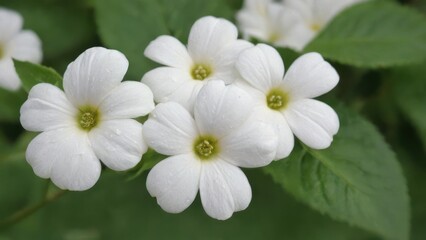 Fototapeta premium the white flowers are growing out of the leaves,