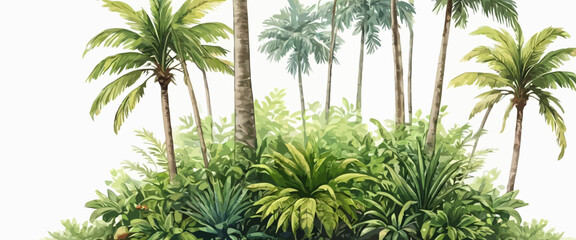 Tropical Rainforest Scenery with Palm Trees and Lush Vegetation