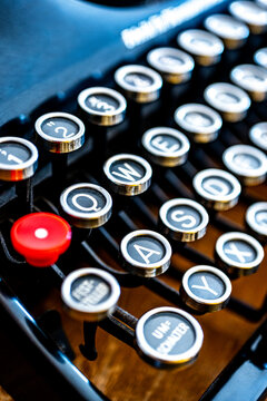 Close-up of keys of antique typewriter