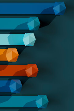 Multi colored bar chart with geometric shapes