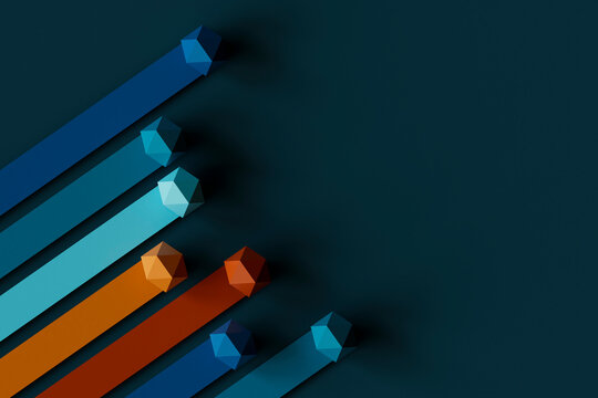 Fluctuating bar graphs against colored background