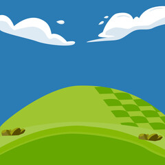 Vector cartoon style background of sky. flat style nature landscape