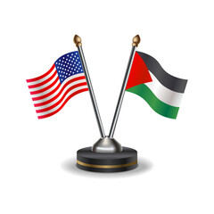 United States (USA) and Palestine table flags relation with background transparent