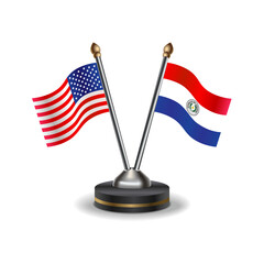United States (USA) and Paraguay table flags relation with background transparent
