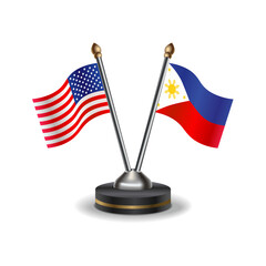 United States (USA) and Philippines table flags relation with background transparent