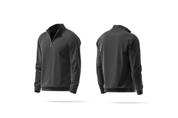 Blank black quarter zip sweater mockup, back side view © Alexandr Bognat