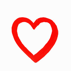 Red Heart Painted on White Background
