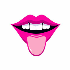 Obraz premium Pink lips with tongue sticking out