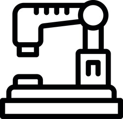 Robotic arm picking up object in factory automation process icon outline