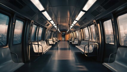 Fototapeta premium Subway car empty interior 3d rendering