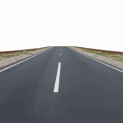 Fototapeta premium Empty Highway with White Lines and Grassy Median