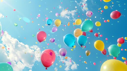 cheerful colorful balloons floating in the sky perfect joyful celebration background