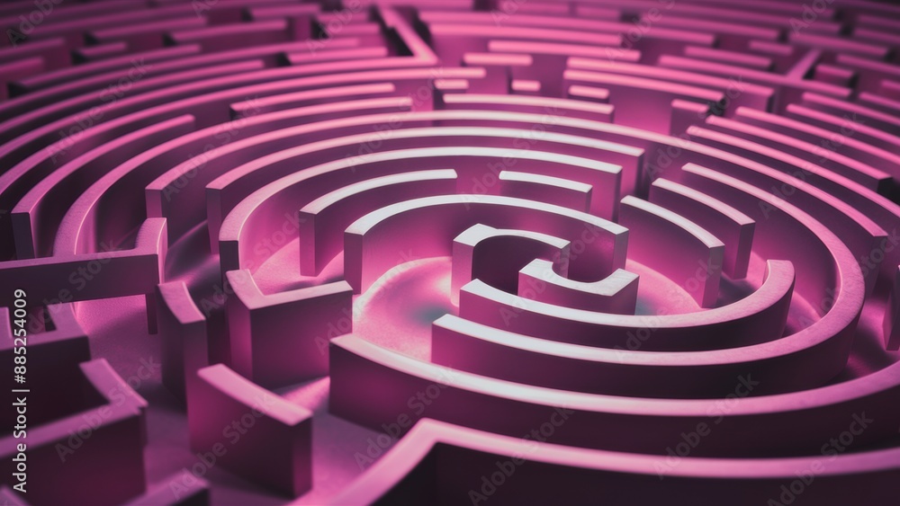Poster a maze with a large circular shape in the middle, ai