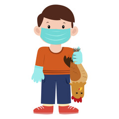 man holding chicken death with h5n1 bird influenza virus