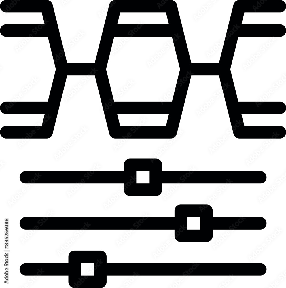 Poster simple icon representing a blockchain with its blocks linked together and secured, symbolizing trust
