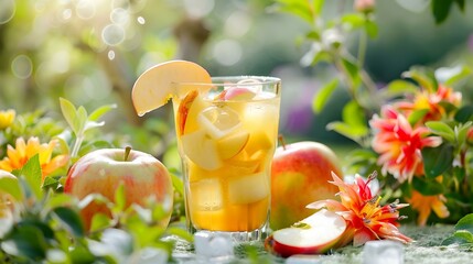 Freshly squeezed apple juice in a glass